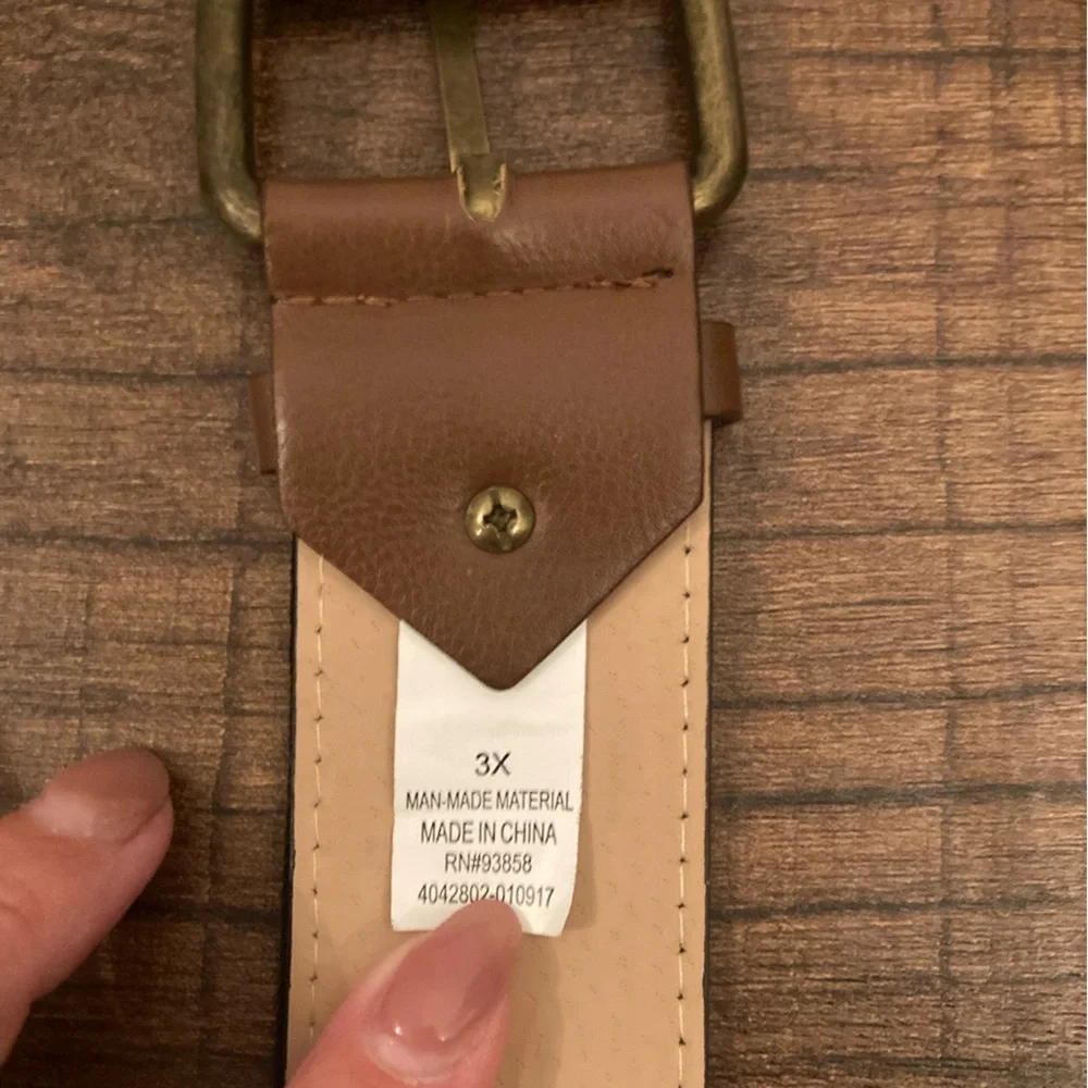 Boho Western Embroidered Belt Brown Vegan Leather Western EUC Women’s Plus 3X